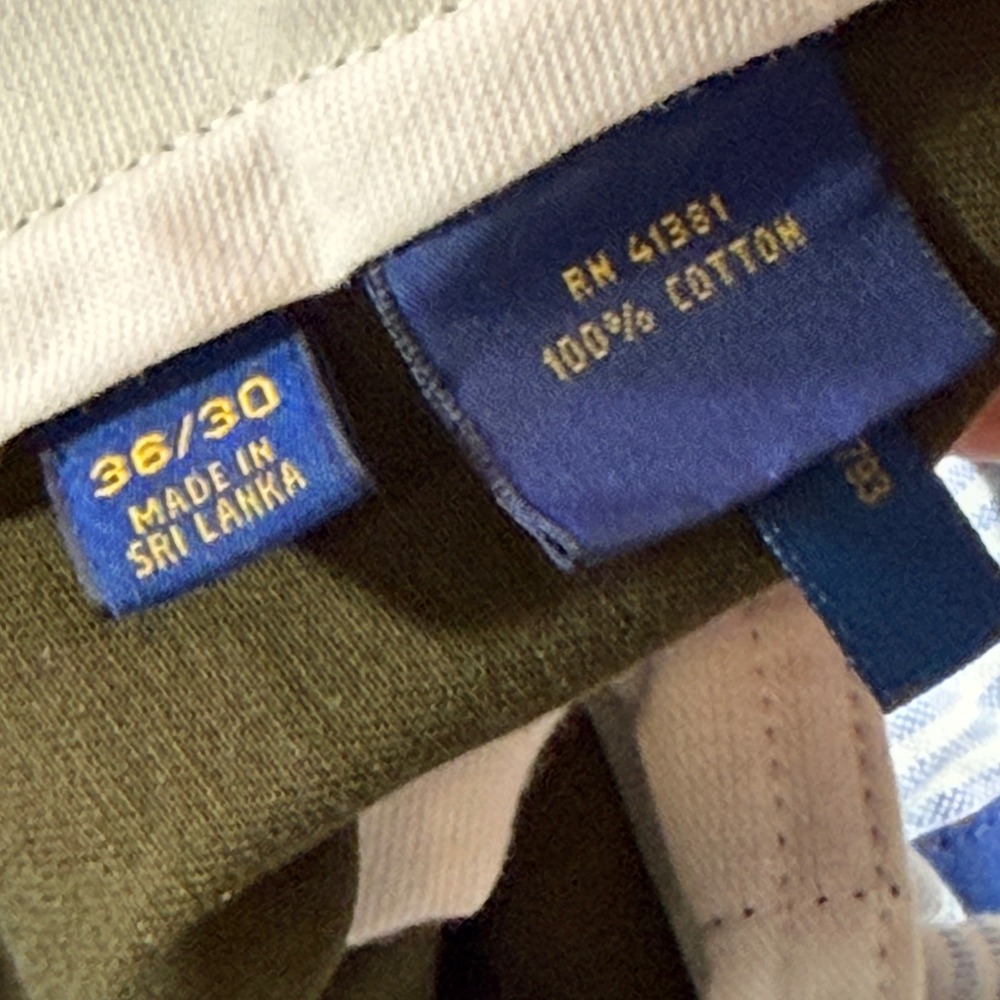 Polo Ralph Lauren Chino Pants Mens 36/30 Olive Green Classic Fit 100% Cotton - Picture 11 of 12